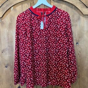 Talbot’s Women’s Floral Patterned Blouse, Tie Neck, Size 1X